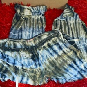 Stylish Blue Tie-Dye Pantsuit